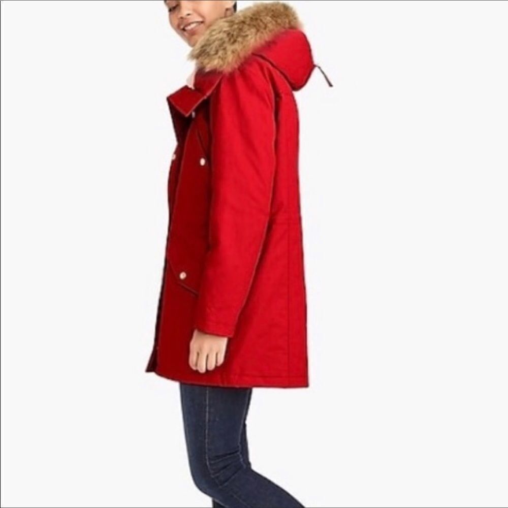 🔥J Crew perfect winter parka red small New